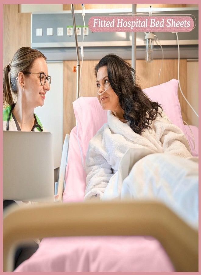 Moukeren 3 Pcs Hospital Bed Sheets for Home Use Extra Long Hospital Bed Fitted Sheets Sets 36 x 84 x 14 Inches Included Quilt Cover and Pillow Case (Pink) - Image 4