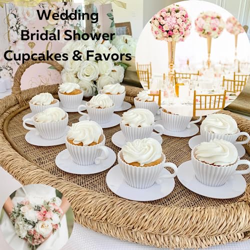 Evelots Baking Cupcake Molds - Silicone Teacup Set - 12 Pc Set - Oven-Safe - Nonstick - Muffin Cups for Bridal/Baby Shower, Birthday/Tea Party - 6 Cups & 6 Saucers - BPA Free - Image 5