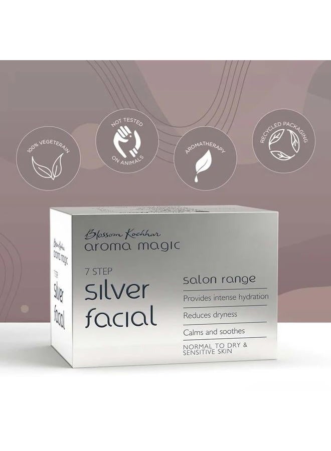 Aroma Magic Silver Facial Kit | 7-Step Skincare Set | Deep Cleansing, Hydrating & Soothing | Ideal for Dry & Sensitive Skin | Home Facial Kit for Fresh & Healthy Look - Image 4