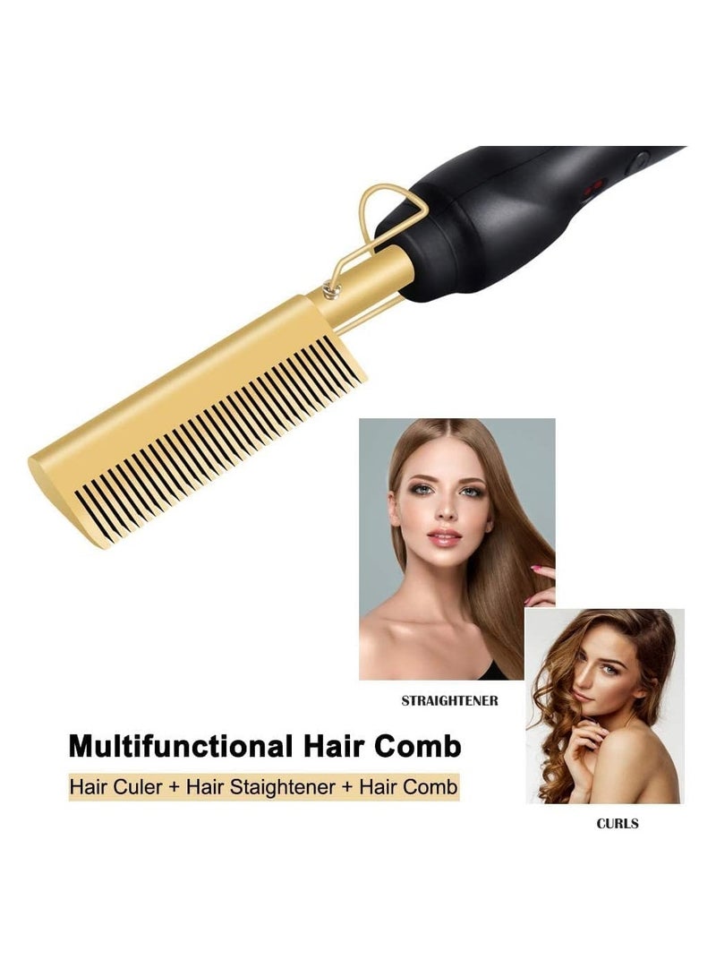 2 في 1 مشط ساخن مكواة فرد الشعر الكهربائية مموج الشعر الرطب الجاف استخدام الشعر حديد مسطح مشط التدفئة الساخنة للشعر - Image 3