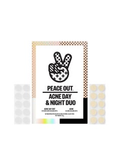 PEACE OUT PEACE OUT Skincare Acne Day  Night Duo 6hour Fast Acting Sheer Hydrocolloid Pimple Patches and Overnight Acne Dots with Salicylic Acid Stickers to Cover and Clear Breakouts 20 dots 