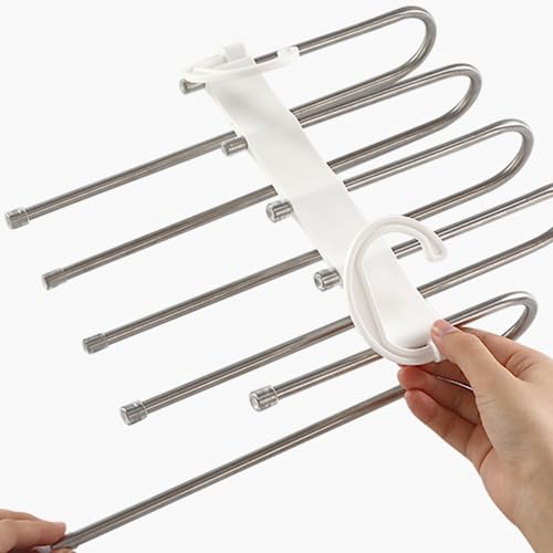 TASMAX 5-in-1 Multipurpose Pant Hangers for Wardrobe | Space-Saving Trouser & Leggings Organizer | Saree Hanger for Closet Storage & Wardrobe Organization (Pack of 4) - Image 4