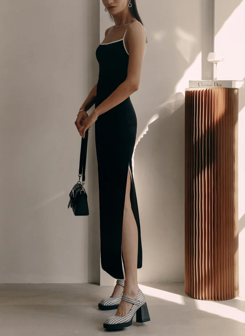 Lichi Knitted maxi dress with contrasting details