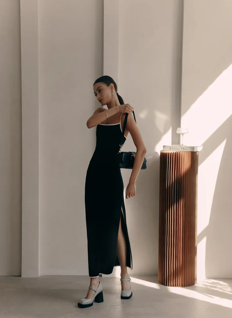 Lichi Knitted maxi dress with contrasting details