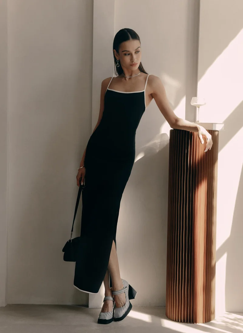 Lichi Knitted maxi dress with contrasting details