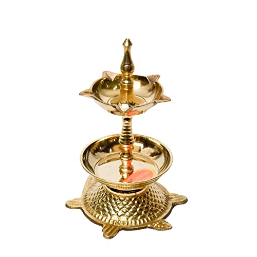 Bhimonee Decor Pure Brass Kachua Deep | Turtle Design Deepak Diya for Pooja & Home Temple | Traditional Spiritual Decor | 6.25 Inches, 380gm - Image 1
