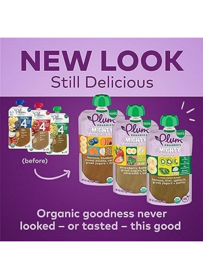 بلام أورجانيكس طعام الأطفال العضوي Mighty 4 and Mighty Morning من Plum Organics - عبوة متنوعة من 4 مجموعات غذائية - كيس 4 أونصة (عبوة من 18 قطعة) - كيس طعام للأطفال من الفواكه والخضروات العضوية  - Image 3
