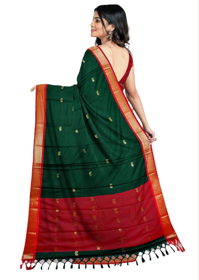 Florely Women's Paithani Cotton Silk Saree With Unstiched Blouse Piece - Image 2