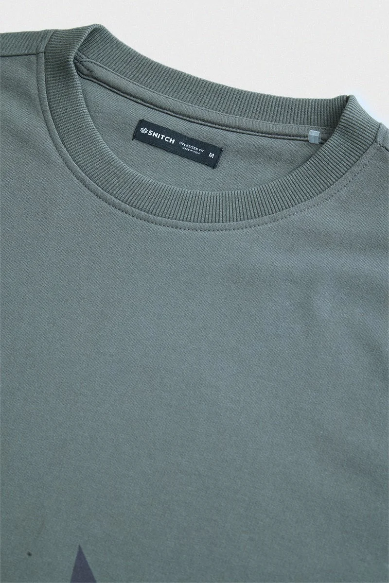Snitch Grey Grey Graphic Half Sleeve Oversized Streetwear T-Shirt for Men | Best Price UAE