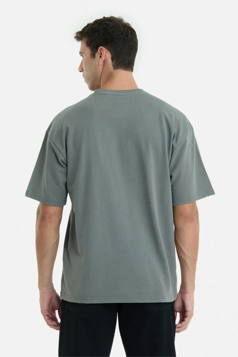 Snitch Grey Grey Graphic Half Sleeve Oversized Streetwear T-Shirt for Men | Best Price UAE