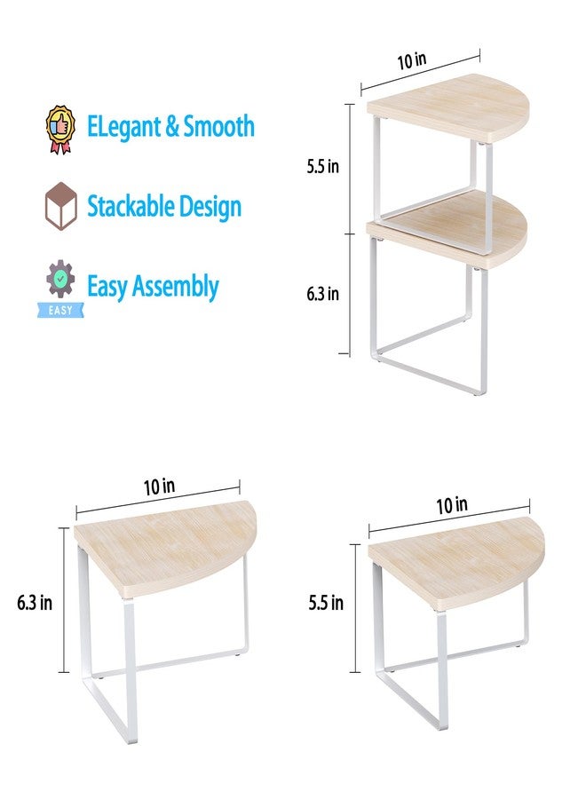 Golener Corner Shelf Countertop Organizer - Set of 2 Corner Shelves for Kitchen Cabinet Organizer, Spice Rack, Stackable Bathroom Organizer and Storage, Sink Rack, Corner Cabinet, Counter Decor, Natural Beige - Image 5