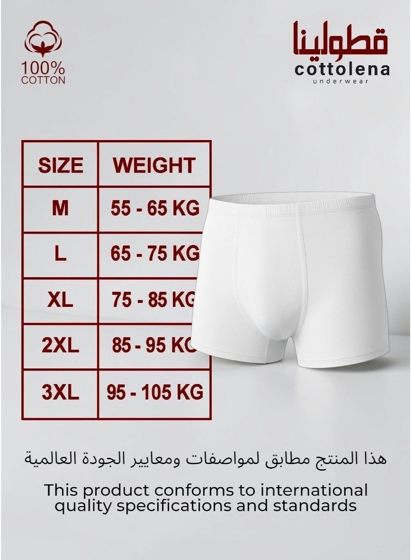 Cottolena 6 Pcs Of Men's 100% Egyptian Cotton White Undershorts Boxer Briefs - Image 5