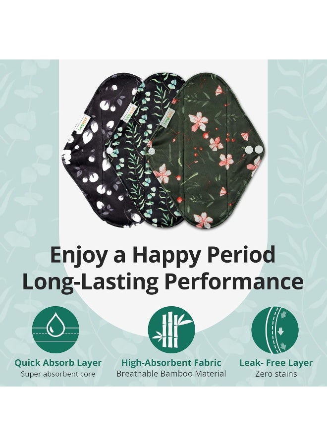 Langsprit Absorbent Reusable Menstrual Sanitary PadsWashable Cloth Menstrual Period PadsReusable Panty LinersWinterM - Image 3