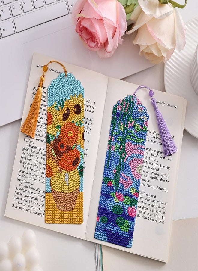 icceemee 4 pcs Oil Painting Themes Diamond Painting Bookmarks, DIY Diamond Art Kits for Adults, Book Corner - Protecting Bookmark Craft Supplies Kits for Book Lovers (Oil Painting) - Image 5