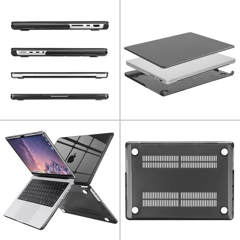 MOSISO Compatible with MacBook Pro 14 inch Case 2025 2024 2023 2022 2021 M5 M4 M3 M2 M1 A3434 A3112 A3185 A3401 A2918 A2992 A2779 A2442, Hard Shell&Keyboard Cover&Screen Film&Pouch, Crystal Black - Image 5