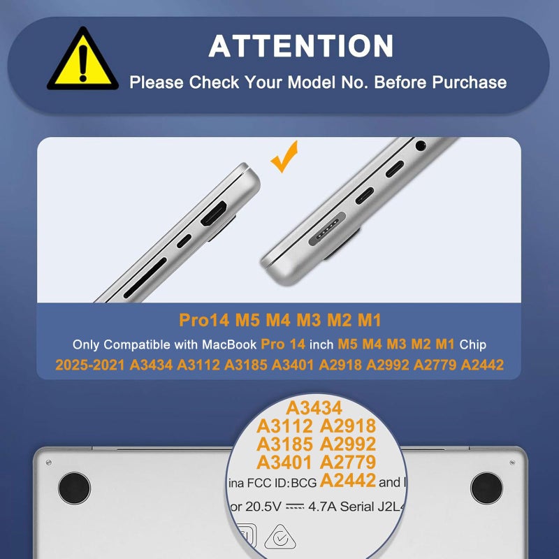 MOSISO Compatible with MacBook Pro 14 inch Case 2025 2024 2023 2022 2021 M5 M4 M3 M2 M1 A3434 A3112 A3185 A3401 A2918 A2992 A2779 A2442, Hard Shell&Keyboard Cover&Screen Film&Pouch, Crystal Black - Image 2