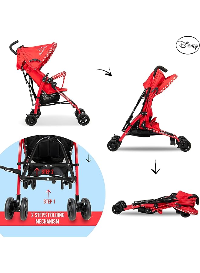 Minnie Mouse Lightweight Adventure Stroller + Storage Cabin 3 36 Months Compact Design Shoulder - Image 5