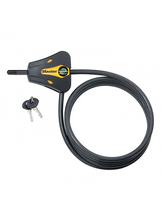Master Lock 8419DPF Python Cable Lock with Key, 1 Pack, Black and Yellow, 6' x 5/16" diameter - Image 1