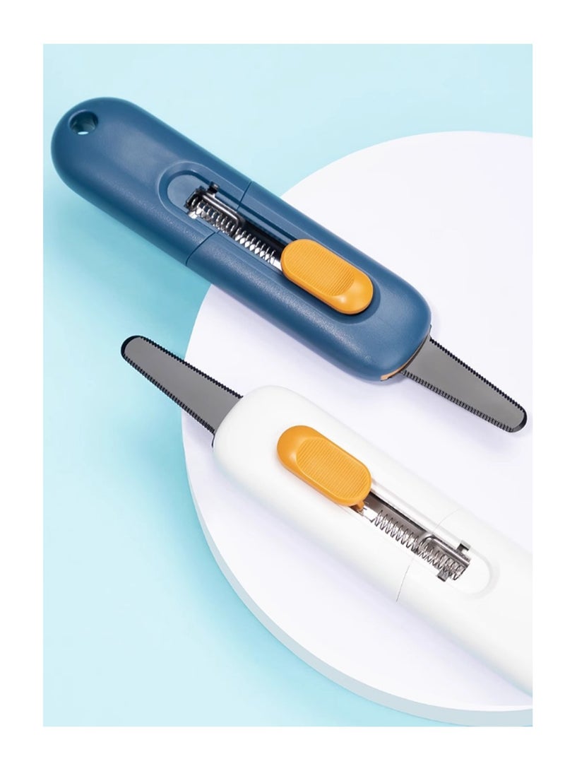 TD700- Utility Knife for Unpacking Express Items Serrated Blade Safe and Hand-Free Box Opening Knife Ceramic Knife Box Opening Knife (Royal Blue)  - Image 2