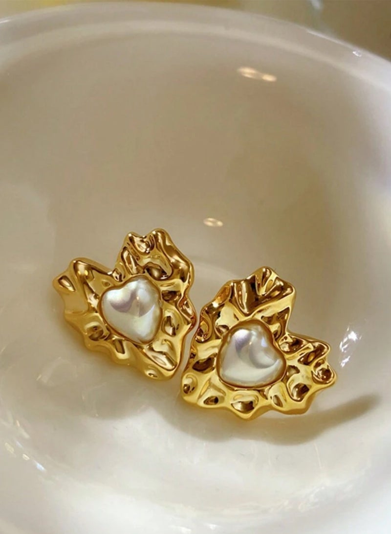 Dangle Charms Elegant & High Quality Stainless Steel Gold Plated Earrings For Women - Image 3