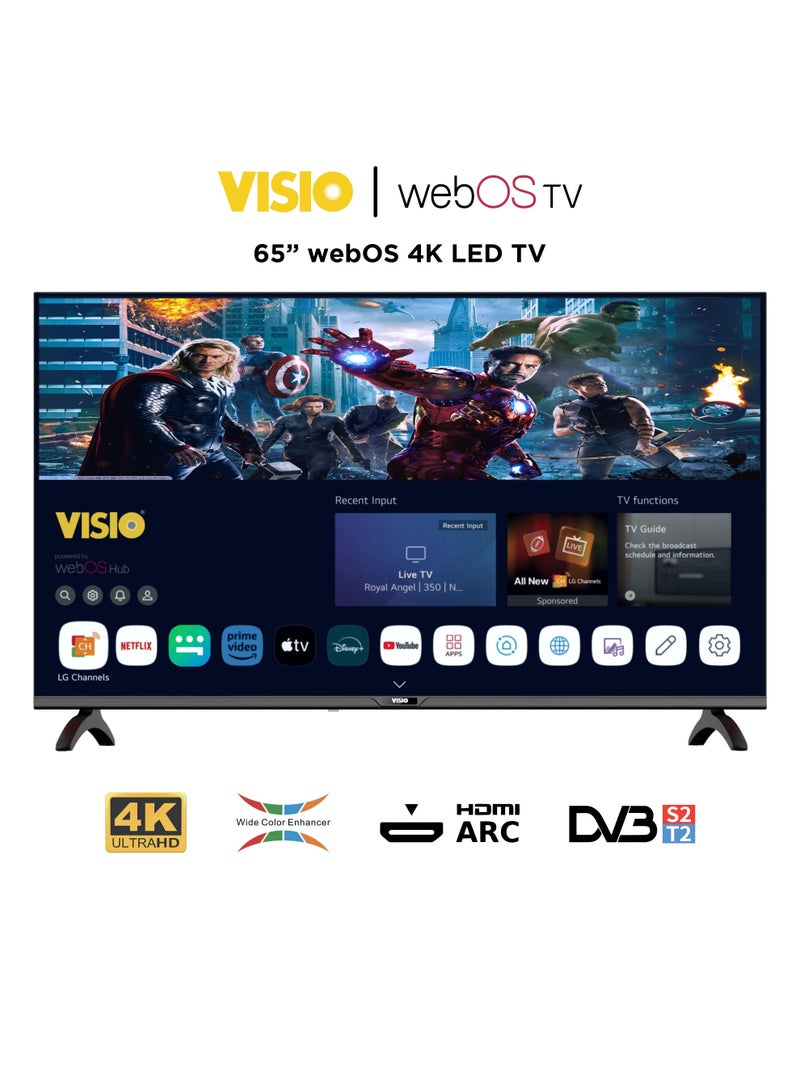 فيسيو تلفزيون فیسیو 65 بوصة 4K ذكي، نظام WebOS، ريموت ماجيك مع تحكم صوتي وحامل جداري مجاني - أسود [65VSSU3webOS] - Image 1