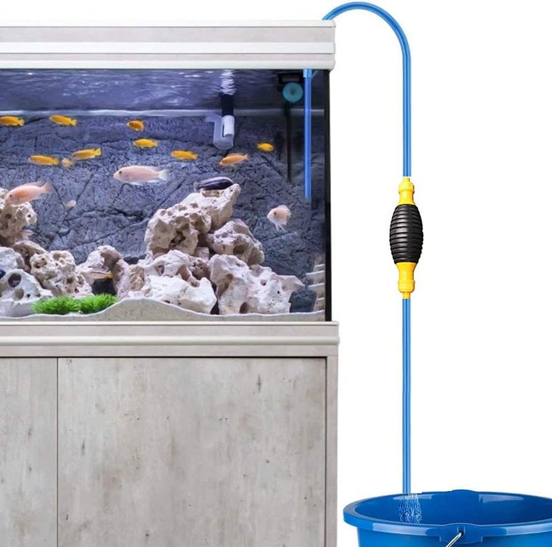 kunya ® Fish Tank Cleaner Set/Aquarium Water Changer Gravel Filter Vacuum Pump Kit Tank Sucker Siphon PVC Hose Pipe with High Flow Portable Manual Liquid Water Fish Tank Cleaner with 2 Pipe 1 Meter - Image 1