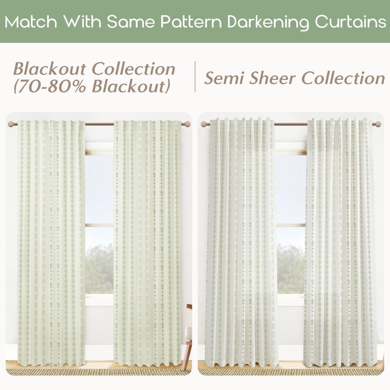 Lino Rosa Sage Green French Country Farmhouse Curtains for Living Room,Floral Pattern Vintage Boho Whimsical Botanical Printed Cottage Core Curtains for Bedroom 84 Inches Long - Image 2