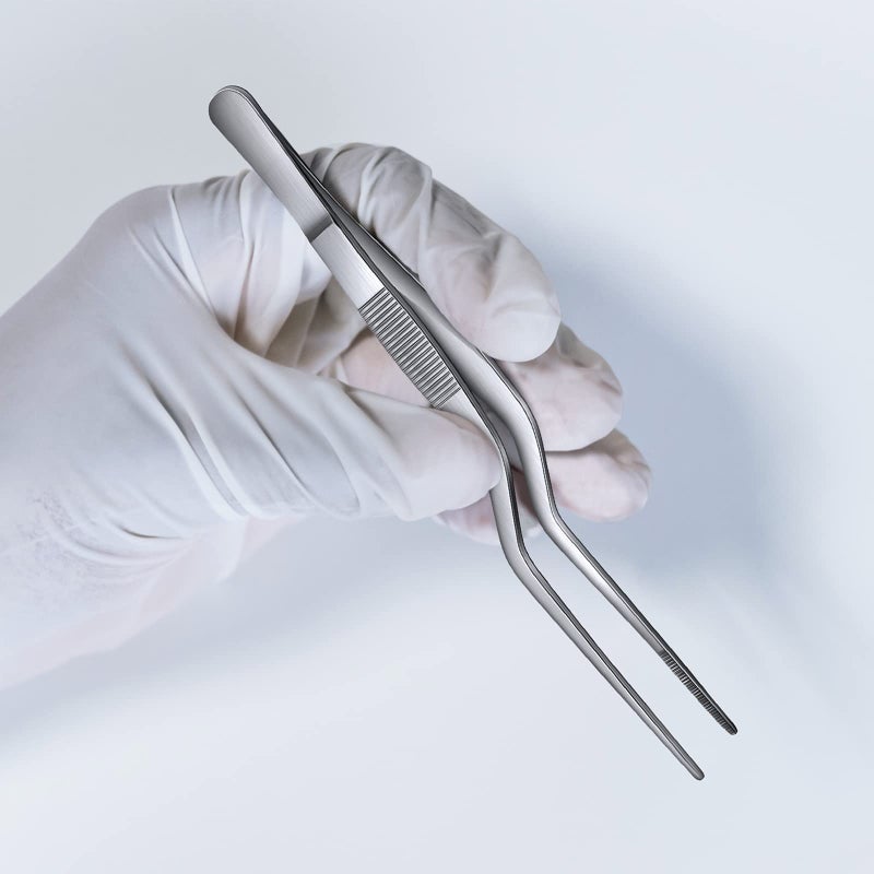 Chumia 3 Pieces Stainless Steel Tweezers Tongs Cooking Tweezers Precision Kitchen Tongs Plating Food Tweezers Metal Culinary Tweezers Clamp Tip Tweezers Tongs Chef Tweezers for Cake Decorating - Image 4