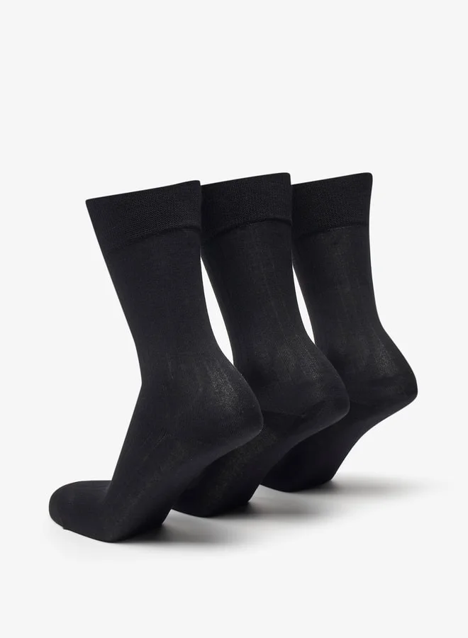 DUCHINI Black Assorted Crew Length Socks - Set of 3 for Men | Best Price UAE