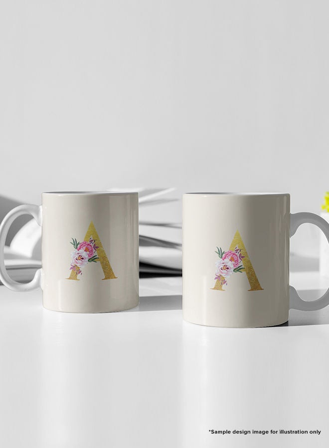 Stylizedd Stylizedd Designer Printed Coffee Mug 11oz Ceramic Personalised Gift Mugs Cup -Custom Monogram Initial Letter Floral Pattern Alphabet - K ( Dark Spring Green )  - Image 5