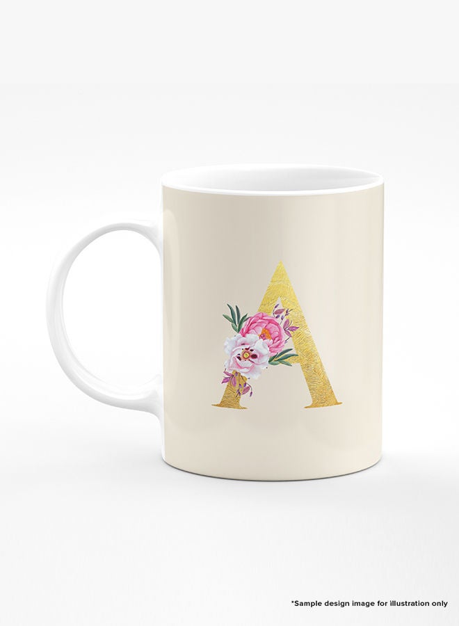 Stylizedd Stylizedd Designer Printed Coffee Mug 11oz Ceramic Personalised Gift Mugs Cup -Custom Monogram Initial Letter Floral Pattern Alphabet - K ( Dark Spring Green )  - Image 4