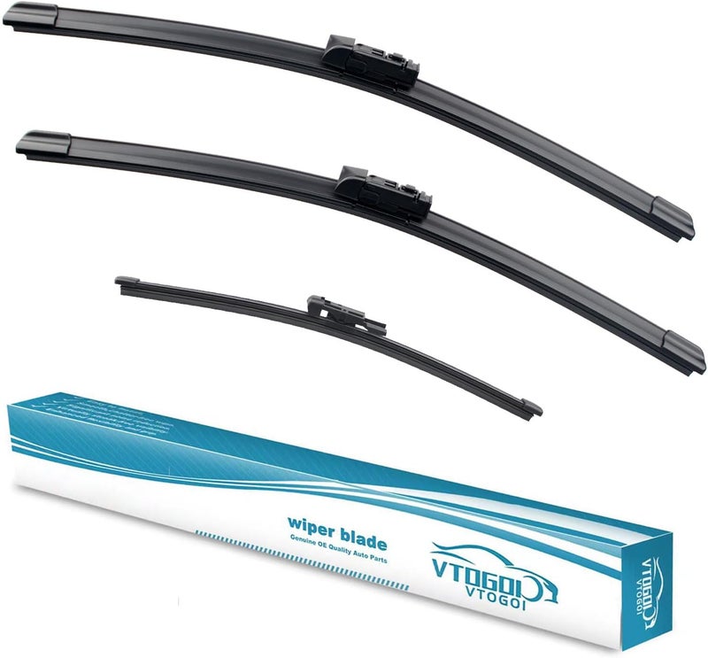 VTOGOI Wiper Blades With Rear Wiper Blades Set For 2017-2023 Land Rover Range Rover Automotive Replacement Windshield Wiper Blades, That Meet OEM Quality Easy DIY Install 24"+20"+15" (Set of 3) - Image 1