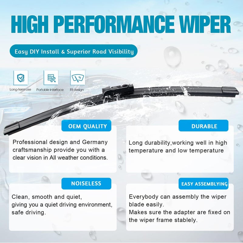 VTOGOI Wiper Blades With Rear Wiper Blades Set For 2017-2023 Land Rover Range Rover Automotive Replacement Windshield Wiper Blades, That Meet OEM Quality Easy DIY Install 24"+20"+15" (Set of 3) - Image 4