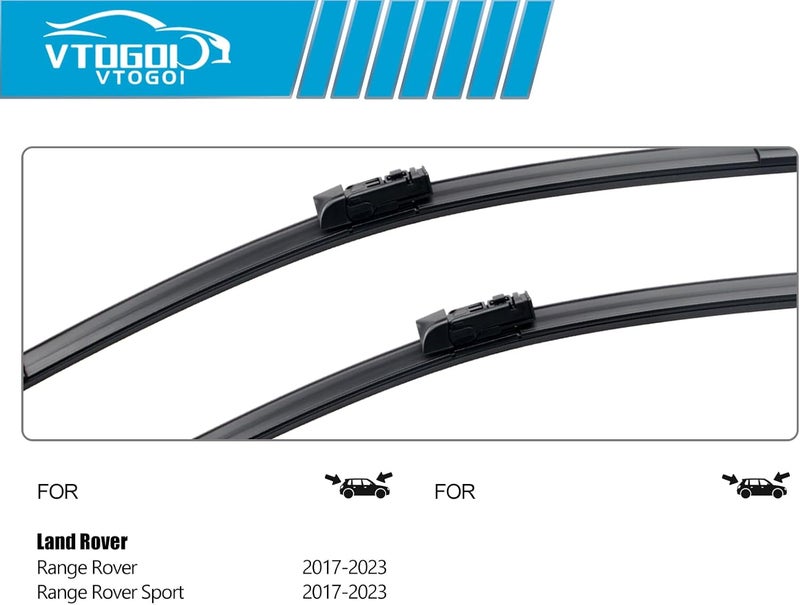 VTOGOI Wiper Blades With Rear Wiper Blades Set For 2017-2023 Land Rover Range Rover Automotive Replacement Windshield Wiper Blades, That Meet OEM Quality Easy DIY Install 24"+20"+15" (Set of 3) - Image 3
