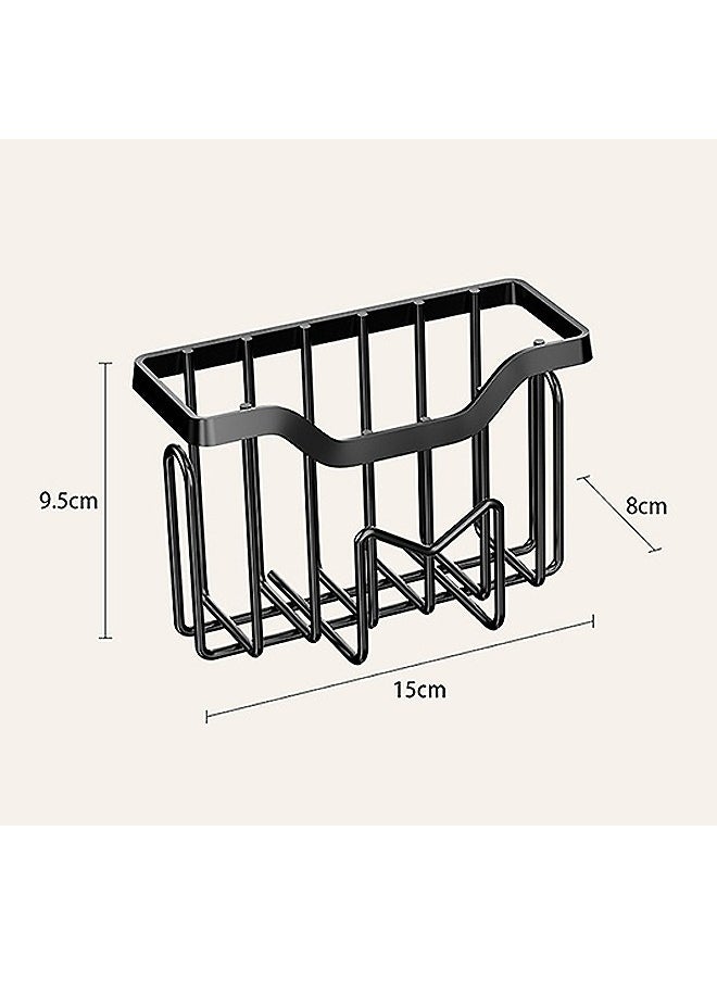 Beyond Stainless Steel Sponge Holder, Multifunctional Double Deck Sponge Rack, Kitchen Sink Organizer for Sponge, Brush, Sink Stopper and Scraper (Black)  - Image 2