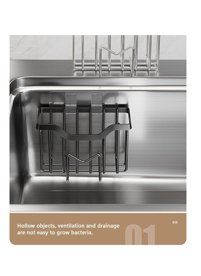Beyond Stainless Steel Sponge Holder, Multifunctional Double Deck Sponge Rack, Kitchen Sink Organizer for Sponge, Brush, Sink Stopper and Scraper (Black)  - Image 3