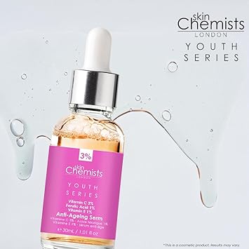 skinChemists AntiAgeing Face Serum with Vitamin C 3 Ferulic Acid 1 Vitamin E 1 30ml Smooth Wrinkles Revitalize Skin Improve Fine Lines Achieve Radiant Youthful Skin - Image 2
