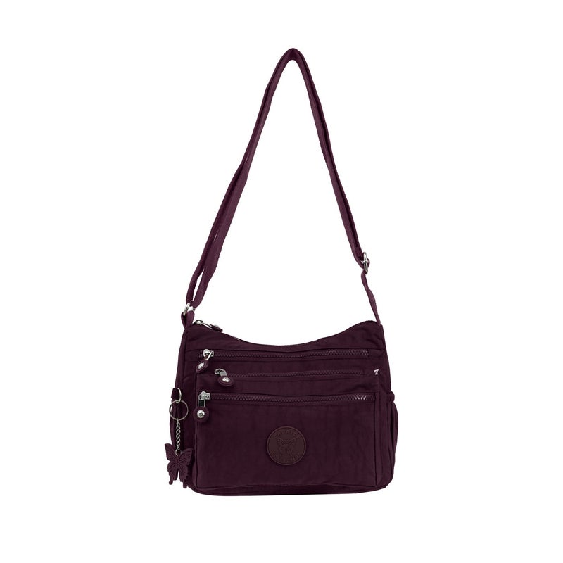 مجموعة كابريس شنطة كروس متوسطة للجنسين من كابريس كوليكشن – بورجوندي، نايلون مقاوم للماء، سعة 5.7 لتر - Image 1