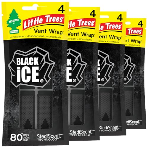 LITTLE TREES Car Air Freshener Vent Wrap Provides LongLasting Scent Slip on Vent Blade Black Ice 16 Air Fresheners