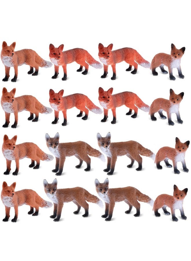 Zomiboo 16 Pcs Fox Toy Figures Set Red PVC Plastic Toys Realistic Miniature Mini Red Wild Fox Figurine Set for Collection Home Decor Accessories Cake Toppers Decoration - Image 1