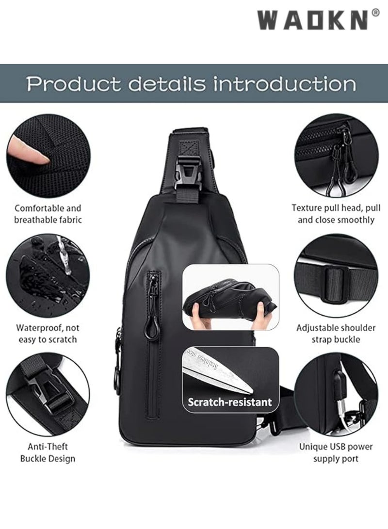 WAOKN Multifunctional Portable Bag Crossbody Body Chest Sling Shoulder Bag Small Backpack for Men Women Casual Backpack Bag Lightweight Waterproof Bag for Travel Hiking - Image 3