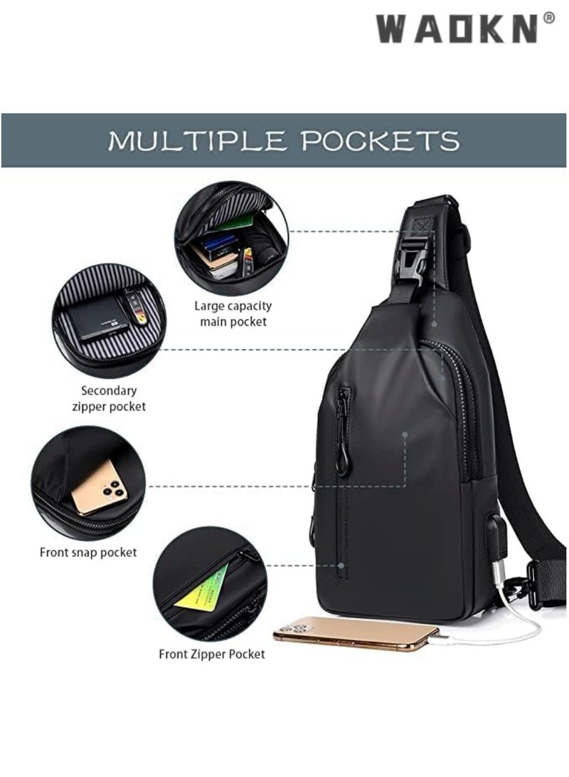 WAOKN Multifunctional Portable Bag Crossbody Body Chest Sling Shoulder Bag Small Backpack for Men Women Casual Backpack Bag Lightweight Waterproof Bag for Travel Hiking - Image 4