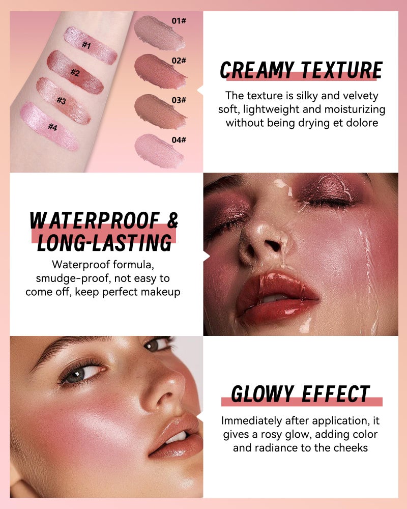 Lestpola Miracle Glow Balm - Hydrating Tinted Cream Blush, Multi-Use Glow Face Balm Makeup for Cheek & Eye & Lip Tint, Creamy Lightweight Blendable Shimmer Blusher, Radiant Skin Finish, 04# Pink Camellia - Image 3