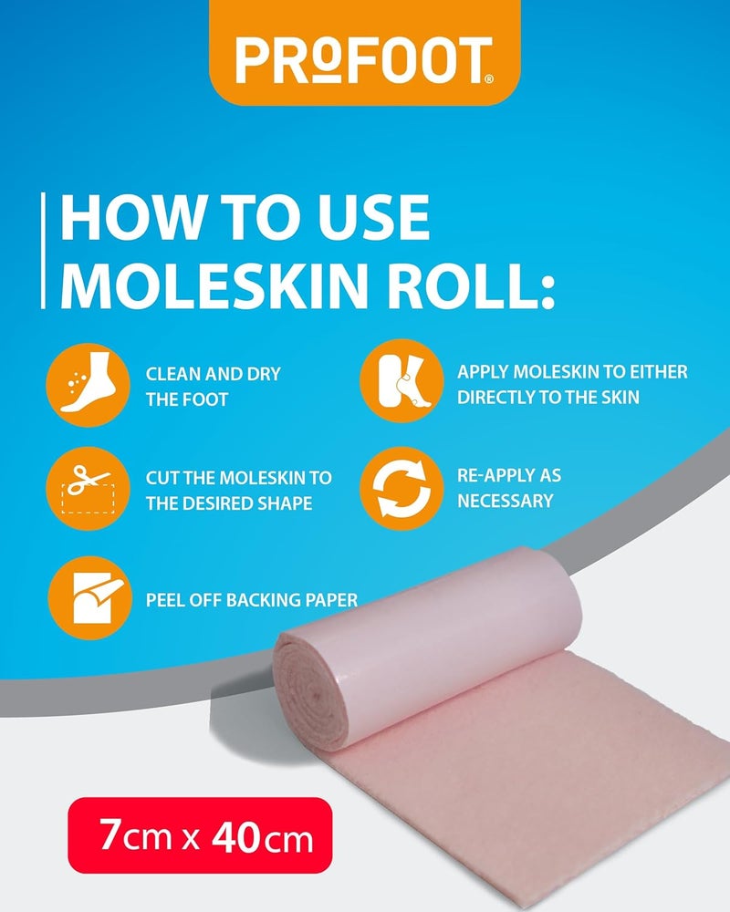 Profoot Moleskin Roll Instant Relief for Painful Rubbing Ideal for Blister Prevention Bunions Calluses and Foot Discomfort Hypoallergenic and Waterproof 2 Pack - Image 4