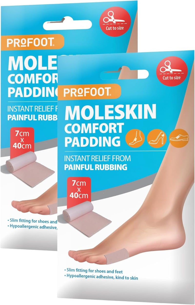 Profoot Moleskin Roll Instant Relief for Painful Rubbing Ideal for Blister Prevention Bunions Calluses and Foot Discomfort Hypoallergenic and Waterproof 2 Pack - Image 1