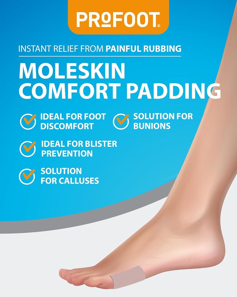 Profoot Moleskin Roll Instant Relief for Painful Rubbing Ideal for Blister Prevention Bunions Calluses and Foot Discomfort Hypoallergenic and Waterproof 2 Pack - Image 2