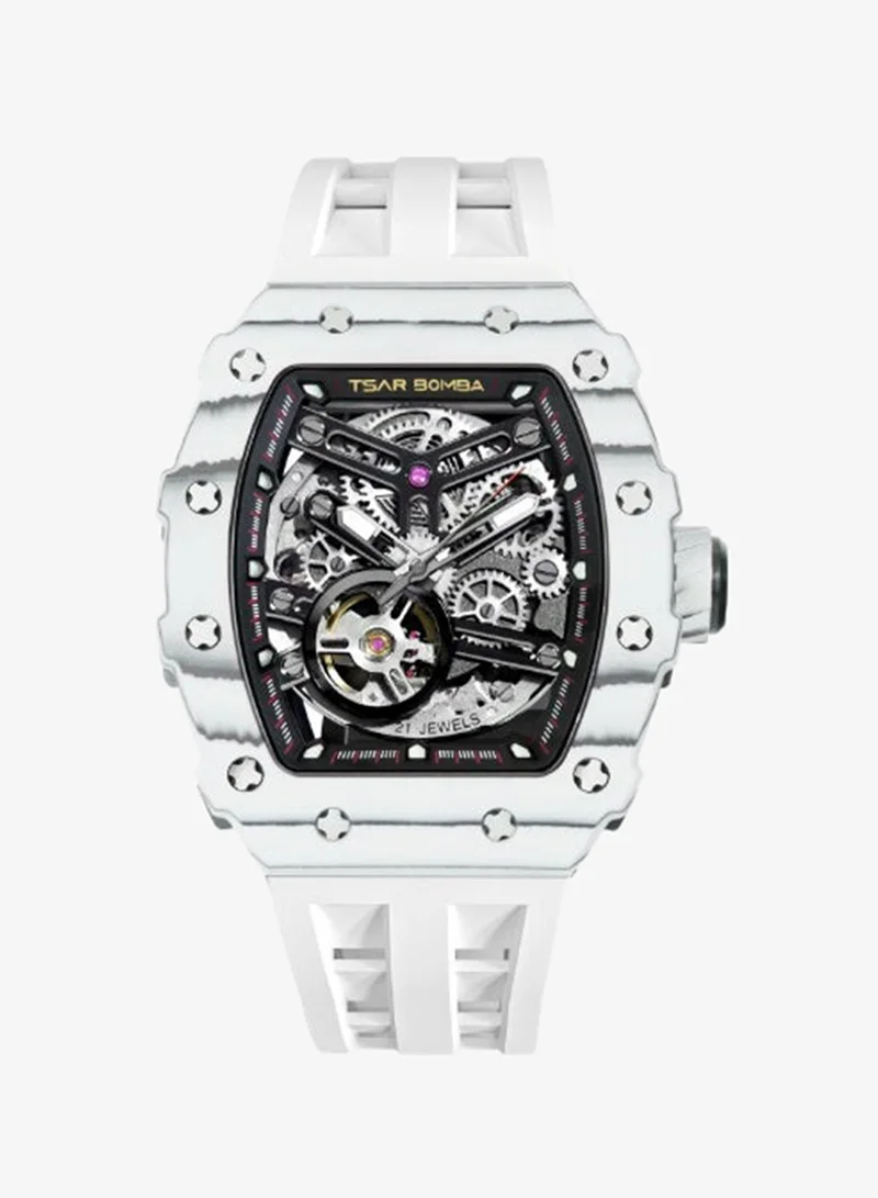Tsar Bomba Men's Watch Automatic Skeleton Mechanism Watch Luxury Sapphire Barrel Waterproof 50 m Durable Brand Rectangular Diving Sport Military Gift Man