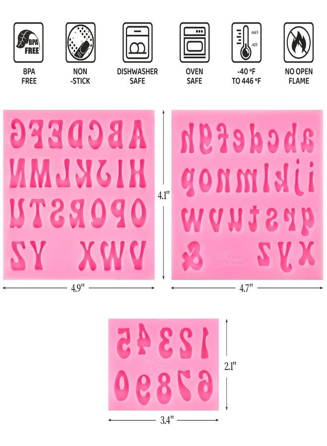CLUEWR LetterMold 4 PCS Silicone Letter Molds, Non-Stick Chocolate Fondant Molds Uppercase Lowercase Letters And 0-9 Numbers Silicone Molds for Cakes, Desserts Decoration - Image 2