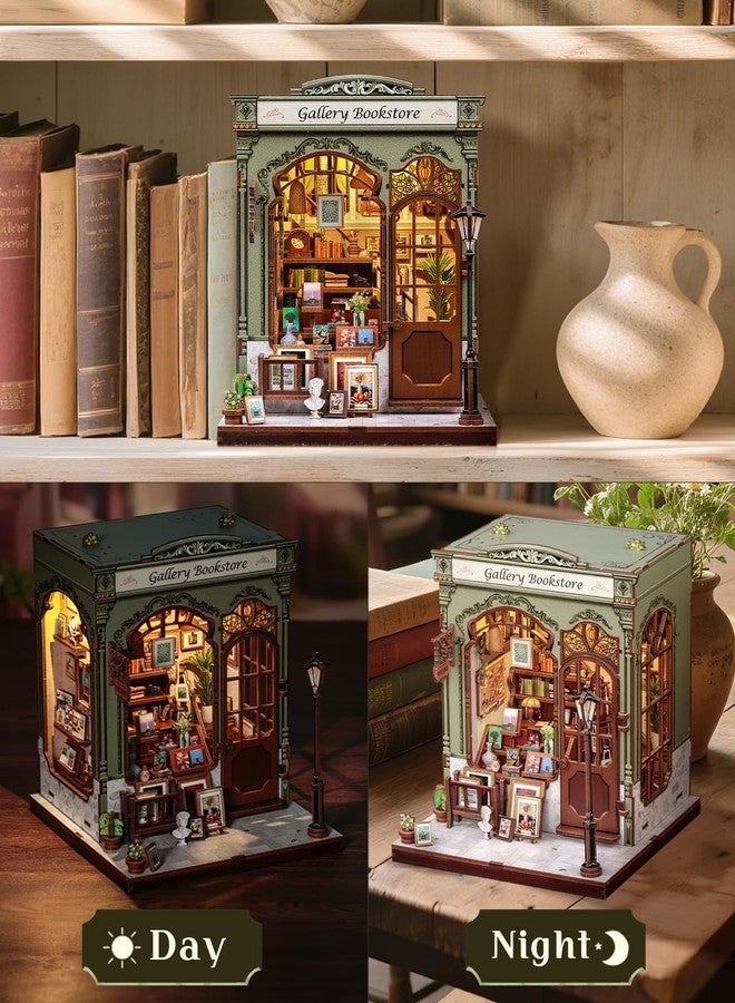 CUTEBEE Book Nook Kit - DIY Miniature House Dollhouse Kit for Adult and Teens, Booknook Bookshelf Decor with LED Light, Gifts for Family and Friends (Gallery Bookstore) - Image 3