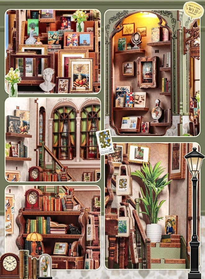 CUTEBEE Book Nook Kit - DIY Miniature House Dollhouse Kit for Adult and Teens, Booknook Bookshelf Decor with LED Light, Gifts for Family and Friends (Gallery Bookstore) - Image 4